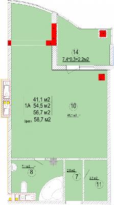 1-кімнатна 58.7 м² в ЖК Aqua Marine від 21 450 грн/м², Одеса