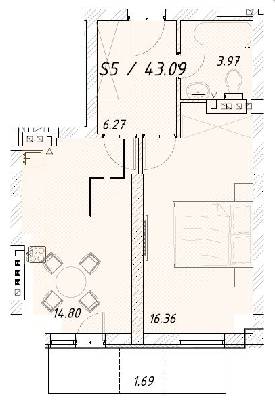 1-комнатная 43.09 м² в ЖК Цитадель от 15 550 грн/м², г. Белгород-Днестровский