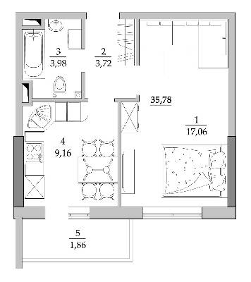 1-кімнатна 35.78 м² в Мкрн Таїровські сади від 17 824 грн/м², с. Лиманка