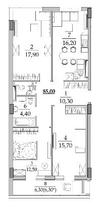 3-кімнатна 85 м² в Мкрн Таїровські сади від 20 150 грн/м², с. Лиманка
