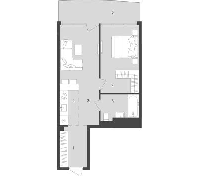 1-кімнатна 49.52 м² в  Aura Apart від 30 150 грн/м², Одеса