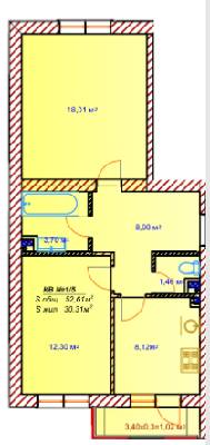 2-кімнатна 52.61 м² в ЖК Австрійський від 12 950 грн/м², смт Авангард