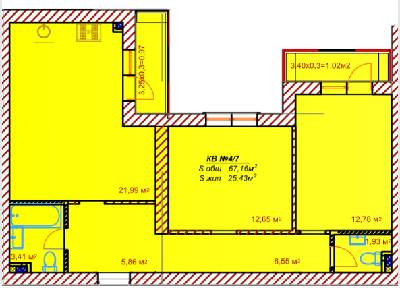 2-кімнатна 67.16 м² в ЖК Австрійський від забудовника, смт Авангард