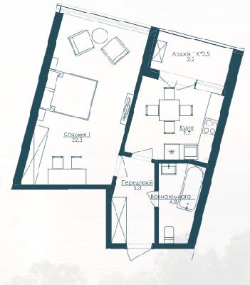 1-кімнатна 45.2 м² в ЖК KANDINSKY Odessa Residence від 35 204 грн/м², Одеса