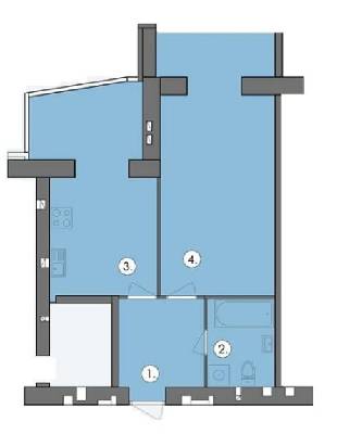 1-кімнатна 54.09 м² в ЖК Парус від 16 200 грн/м², м. Чорноморск