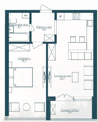 1-кімнатна 53 м² в ЖК KANDINSKY Odessa Residence від 51 884 грн/м², Одеса