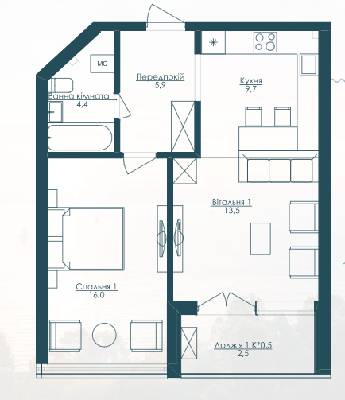 1-кімнатна 52 м² в ЖК KANDINSKY Odessa Residence від 51 884 грн/м², Одеса
