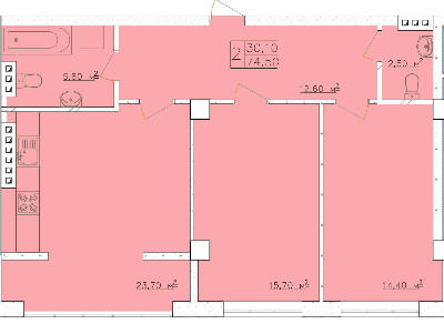 2-кімнатна 74.5 м² в ЖК Club Marine від 18 350 грн/м², Одеса