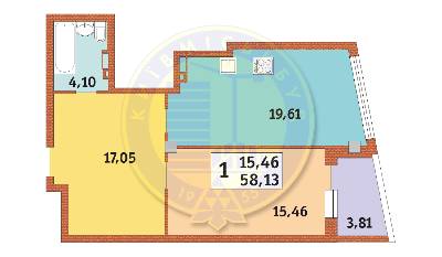 1-кімнатна 58.13 м² в ЖК Costa fontana від забудовника, Одеса