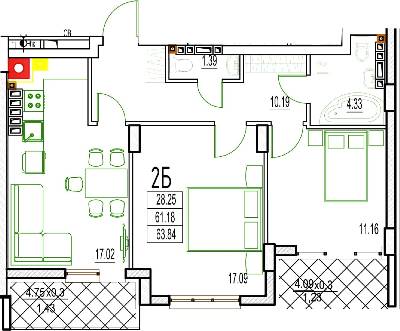 2-кімнатна 63.84 м² в ЖК DERBY Style House від 28 000 грн/м², Одеса