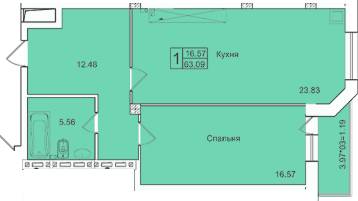 1-кімнатна 63.09 м² в ЖК English house від 21 400 грн/м², с. Крижанівка
