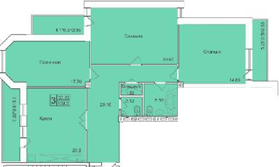 3-кімнатна 109.2 м² в ЖК English house від забудовника, с. Крижанівка