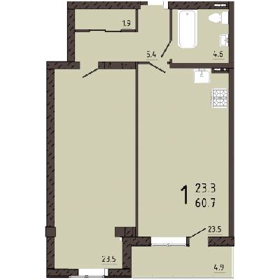 1-кімнатна 60.7 м² в КБ Pierre від 60 450 грн/м², Одеса
