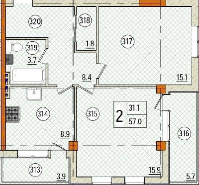 2-кімнатна 57 м² в КБ Pierre від 41 250 грн/м², Одеса
