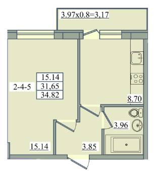 1-комнатная 34.82 м² в ЖК Platinum Residence от 32 950 грн/м², Одесса