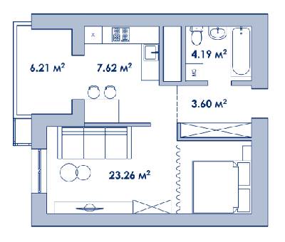 1-кімнатна 42 м² в ЖК Сади Рів`єри від 15 500 грн/м², с. Фонтанка