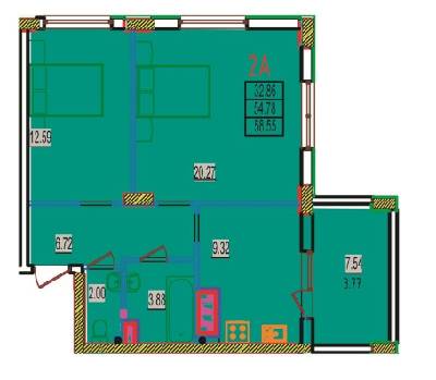 2-кімнатна 64.26 м² в ЖК RosenTal від 13 600 грн/м², с. Лиманка