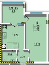 1-кімнатна 41.02 м² в ЖК Райдужний від 16 350 грн/м², Одеса