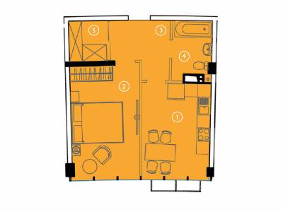 1-кімнатна 44.8 м² в ЖК Авторський район від 24 300 грн/м², с. Фонтанка