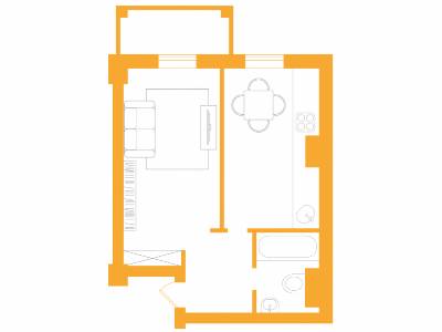 Вільне планування 41.9 м² в ЖК Авторський від 36 700 грн/м², с. Фонтанка
