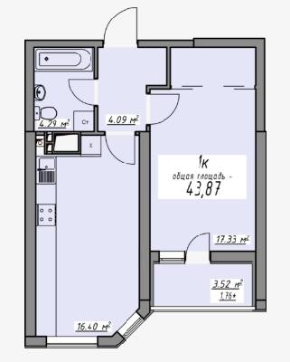 1-кімнатна 43.87 м² в ЖК Елегія Парк від 28 350 грн/м², Одеса