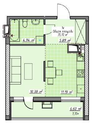 1-кімнатна 35.7 м² в ЖК Елегія Парк від 20 300 грн/м², Одеса