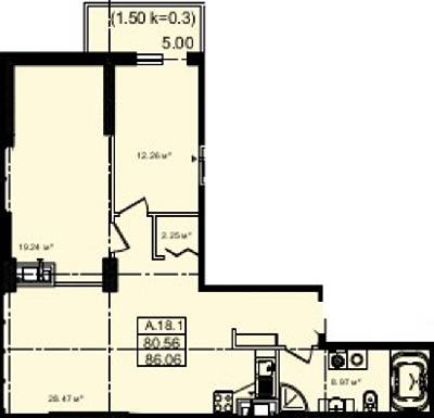 2-кімнатна 86.06 м² в ЖК Акрополь від 27 450 грн/м², Одеса