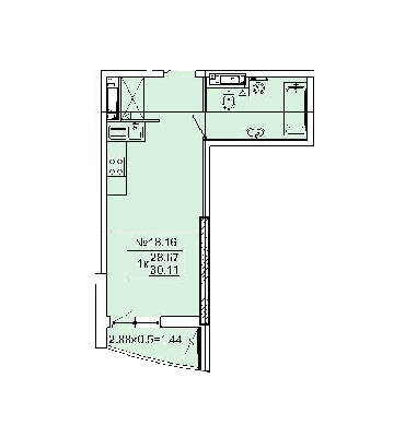 1-кімнатна 30.11 м² в ЖК Корфу від 33 950 грн/м², Одеса