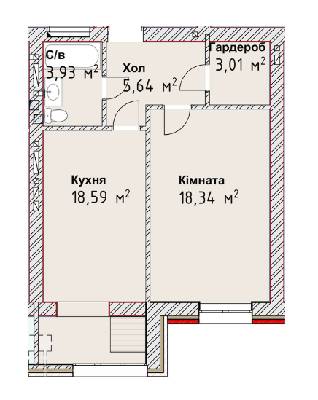1-кімнатна 49.51 м² в ЖК Чайка Люкс від 17 800 грн/м², Одеса