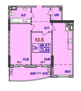 2-кімнатна 73.86 м² в ЖК Мілос від забудовника, Одеса