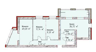 3-кімнатна 84.03 м² в ЖК Чайка Люкс від 16 000 грн/м², Одеса