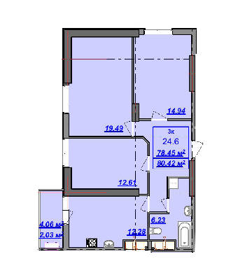 3-кімнатна 80.42 м² в ЖК Посейдон від 21 650 грн/м², Одеса