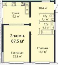2-кімнатна 67.5 м² в ЖК Sea View від 35 900 грн/м², Одеса