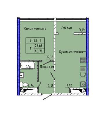 1-кімнатна 40.78 м² в ЖК Сорок п'ята перлина від 27 750 грн/м², Одеса