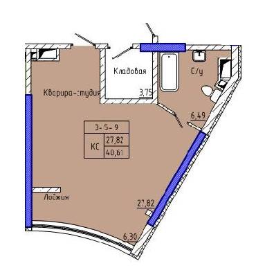 Студія 40.61 м² в ЖК Сорок п'ята перлина від 27 750 грн/м², Одеса