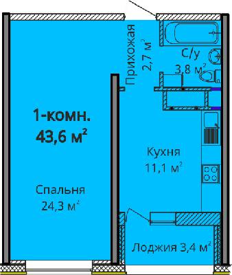1-кімнатна 43.6 м² в ЖК Альтаїр 3 від 25 450 грн/м², Одеса