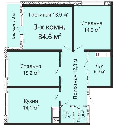 3-кімнатна 84.6 м² в ЖК Омега від 24 300 грн/м², Одеса