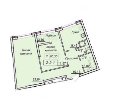 2-комнатная 60.4 м² в ЖК Сорок третья жемчужина от 27 650 грн/м², Одесса