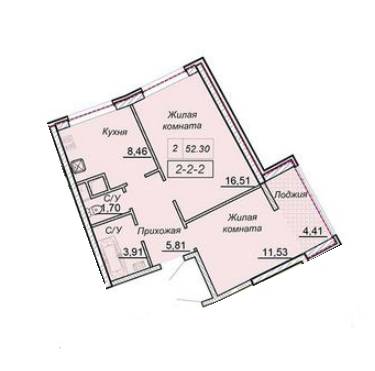 2-комнатная 52.3 м² в ЖК Сорок третья жемчужина от 25 350 грн/м², Одесса