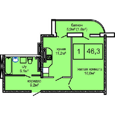 1-кімнатна 46.3 м² в ЖК Вернісаж від 21 600 грн/м², Одеса