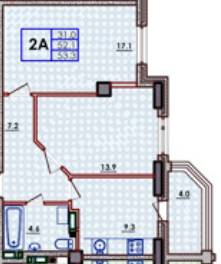 2-кімнатна 53.3 м² в ЖК Хвиля від 16 850 грн/м², Одеса