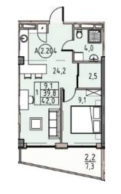 1-кімнатна 42 м² в ЖК Простір на Донського від 22 400 грн/м², Одеса