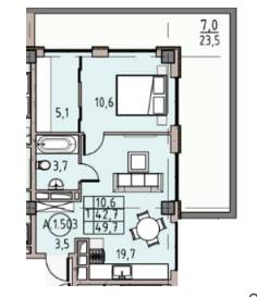 1-кімнатна 49.7 м² в ЖК Простір на Донського від 22 400 грн/м², Одеса