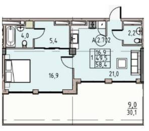 1-кімнатна 58.4 м² в ЖК Простір на Донського від 22 400 грн/м², Одеса