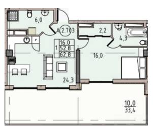 1-кімнатна 62.8 м² в ЖК Простір на Донського від 22 400 грн/м², Одеса