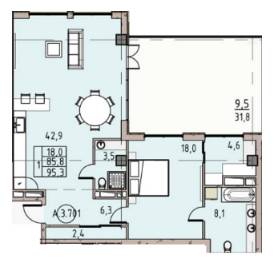 1-кімнатна 95.3 м² в ЖК Простір на Донського від 22 400 грн/м², Одеса