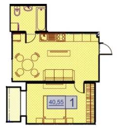 1-кімнатна 40.55 м² в ЖК Простір на Гераневій від 30 250 грн/м², Одеса
