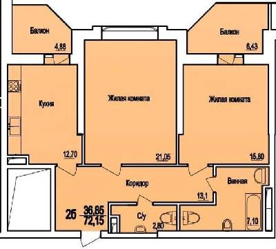 2-комнатная 72.15 м² в ЖСК Поющий фонтан от 24 000 грн/м², Одесса