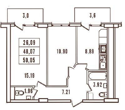 2-кімнатна 50.05 м² в ЖК Континент від 28 400 грн/м², Одеса