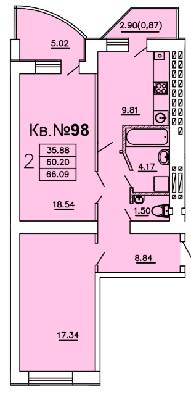 2-кімнатна 66.09 м² в ЖК Теплий дім від 13 900 грн/м², с. Крижанівка